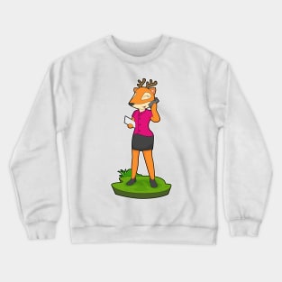 Deer Secretary Phone Crewneck Sweatshirt